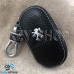 Ключница карманная (кожаная, коричневая, на молнии, с карабином, с кольцом), логотип Peugeot (Пежо)