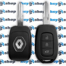 Корпус авто ключа RENAULT (Рено) - 3 кнопки, после 2012 года,  лезвие VAC 102 (съемное)