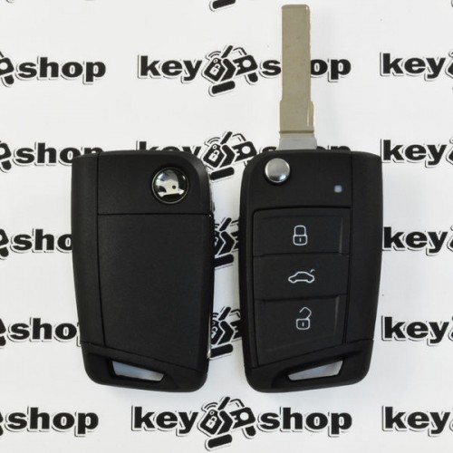 Корпус выкидного автоключа  для SKODA (шкода)  3 - кнопки, лезвие HU66, после 2012 года 