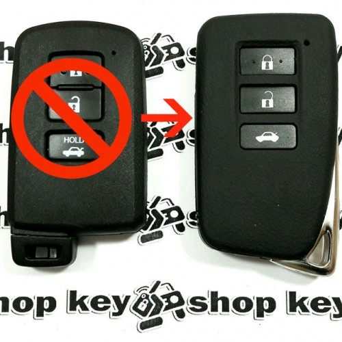 Корпус смарт ключа для TOYOTA (Тойота) 3 кнопки, под переделку, (Lexus Style)