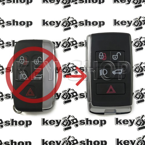 Корпус смарт ключа Land-Rover (Лэнд-Ровер) 4 + 1 кнопок (Под переделку)​​​​​​
