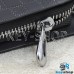 Ключница карманная (кожаная, черная, с тиснением, на молнии, с карабином, с кольцом), логотип авто Land Rover (Ленд Ровер)