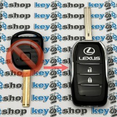 Корпус выкидного авто ключа Lexus (Лексус) 2 кнопки, лезвие TOY48 (под переделку)