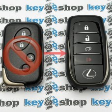 Корпус смарт ключа LEXUS (Лексус) с лезвием, 3 + 1 кнопки (под переделку)