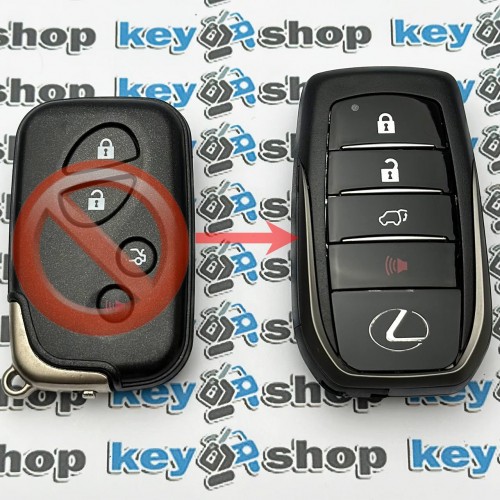Корпус смарт ключа LEXUS (Лексус) с лезвием, 3 + 1 кнопки (под переделку)