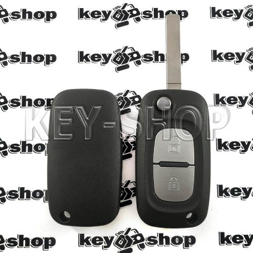 Выкидной ключ для MERCEDES Citan (Мерседес Ситан) 2 кнопки чип ID 46 (PCF 7961A), 433 MHz, лезвие VA 2