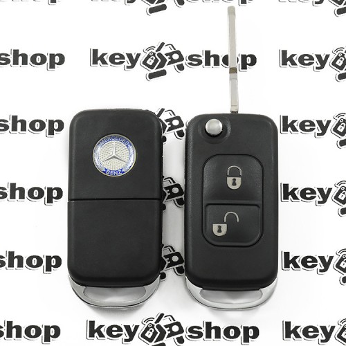 Корпус выкидного авто ключа MERCEDES C, S, SL, G-class (мерседес) 2 - кнопки, лезвие HU39 (Фиксация винтом)