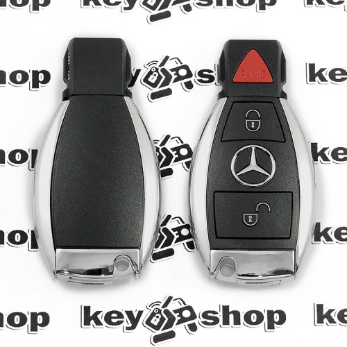 Корпус смарт ключа Mercedes-Benz (Мерседес) с креплением для батареи и лезвия - 2 кнопки + 1 кнопка