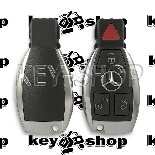Корпус смарт ключа Mercedes (Мерседес) 3 + 1 кнопки, 1 батарейка под крышкой, с лезвием