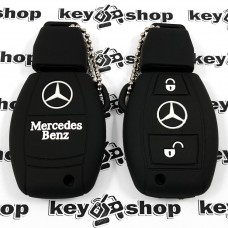  Чехол (черный, силиконовый) для смарт ключа Мерседес (Mercedes) 2 кнопки