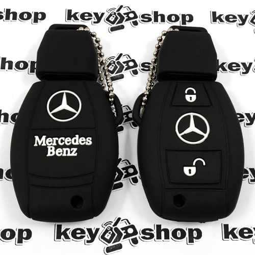  Чехол (черный, силиконовый) для смарт ключа Мерседес (Mercedes) 2 кнопки