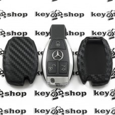 Чехол (силиконовый, под карбон) для смарт ключа Мерседес (Mercedes) 