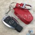 Чехол - ключница (кожаный, красный, с карабином, с кольцом), логотип авто Mercedes (Мерседес) 