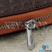 Ключница карманная (кожаная, коричневая, с тиснением, на молнии с карабином, с кольцом), логотип авто Mercedes (Мерседес) 