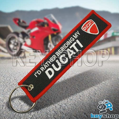 Брелок для мотоключей Ducati (Дукати) черный, с кольцом (текстиль)