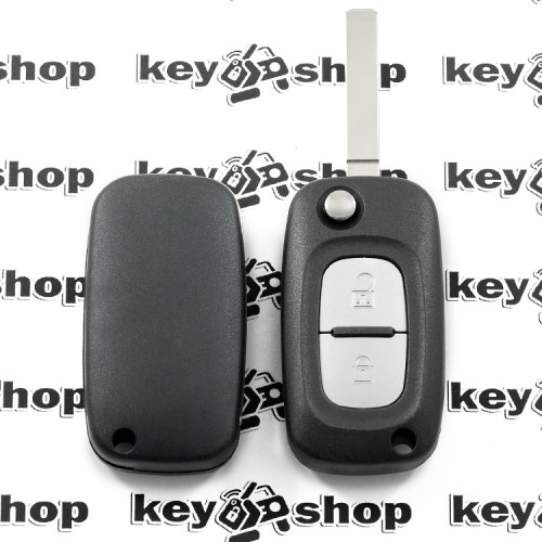 Оригинальный выкидной ключ для Nissan (Ниссан) 2 кнопки, с чипом ID46 (PCF7947) / 433mhz, лезвие VA2