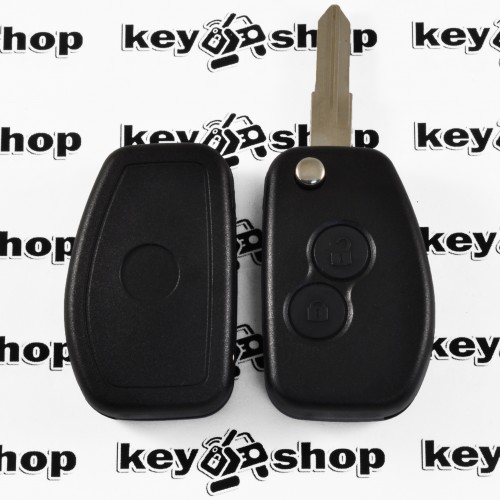 Оригинальный выкидной ключ для Nissan (Ниссан) 2 кнопки, с чипом ID46 (PCF7947), лезвие VAC102