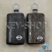 Ключница карманная (кожаная, коричневая, с тиснением, на молнии, с карабином, с кольцом), логотип авто Nissan (Ниссан)