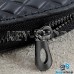 Ключница карманная (кожаная, черная, с тиснением, на молнии, с карабином, с кольцом), логотип авто Nissan (Ниссан)