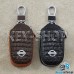 Ключница карманная (кожаная, черная, с тиснением, на молнии, с карабином, с кольцом), логотип авто Nissan (Ниссан)