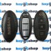 Чехол для смарт ключа Nissan (Ниссан), Qashqai, X-Trail, Tiida, Juke, 2 кнопки, натуральная кожа, черный