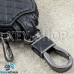 Ключница карманная (черная, кожаная, с тиснением, на молнии, с карабином, с кольцом) логотип авто Opel (Опель) 