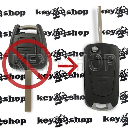 Корпус выкидного ключа OPEL (Опель) 2 кнопки (Под переделку) лезвие HU100P