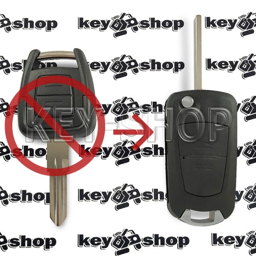 Корпус выкидного ключа OPEL (Опель) 2 кнопки (Под переделку) лезвие HU46P