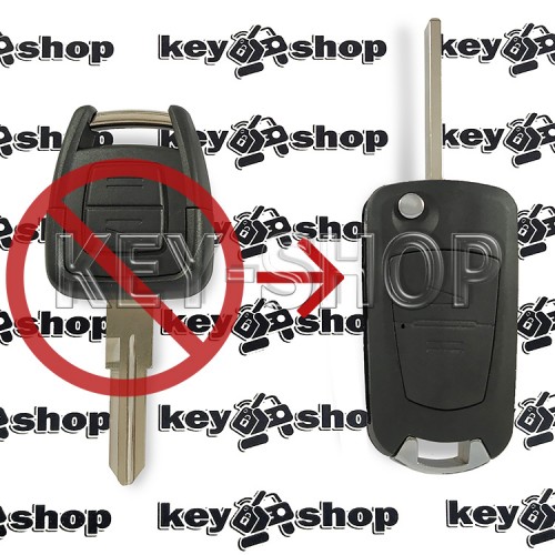 Корпус выкидного ключа OPEL (Опель) 2 кнопки (Под переделку) лезвие YM28