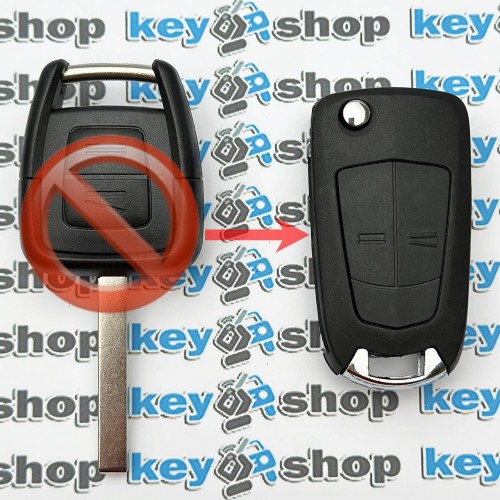 Корпус выкидного ключа для Opel (Опель),2 кнопки,(под переделку) /  лезвие HU 100