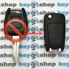 Корпус выкидного ключа для Opel (Опель),2 кнопки,(под переделку) /  лезвие HU 46