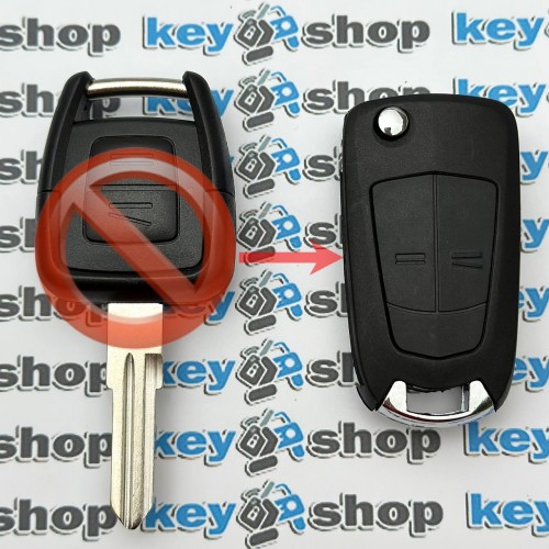 Корпус выкидного ключа для Opel (Опель),2 кнопки,(под переделку) 