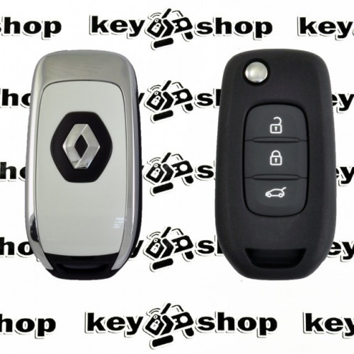    Оригинальный выкидной ключ для Renault (Рено) 3 кнопки с чипом ID4A, HITAG AES, pcf7961m / 433mhz