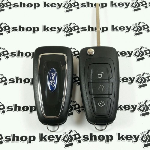    Оригинальный корпус выкидного ключа для FORD (Форд) Fiesta, Focus, C-Max, Mondeo, Galaxy, Transit, 3 кнопки, лезвие HU101