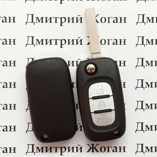     Оригинальный выкидной ключ для Renault (Рено) 3 кнопки, с чипом ID46 (PCF7947) / 433mhz, лезвие VA2