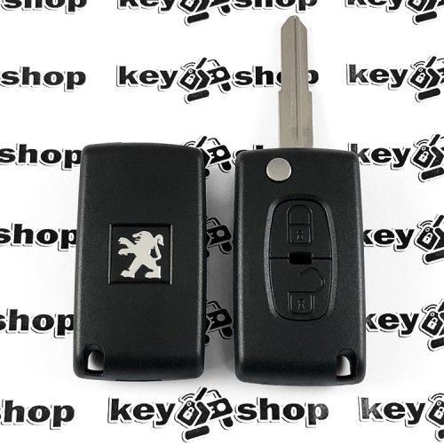 Корпус выкидного ключа для PEUGEOT 4008 (Пежо 4008), 2 - кнопки, лезвие правое с упорами