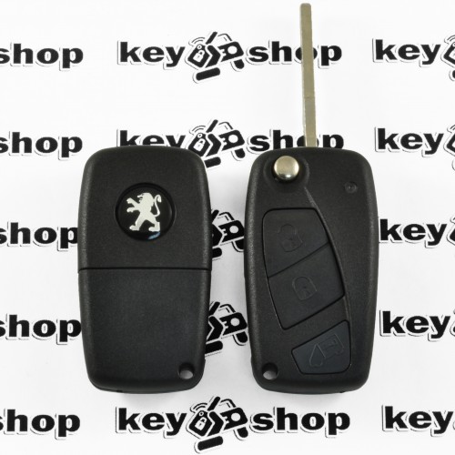    Корпус выкидного ключа для Peugeot Boxer (Пежо Боксер) - 3 кнопки, крепление батареи сзади, лезвие SIP 22