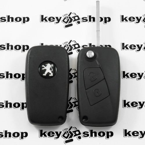       Корпус выкидного ключа для Peugeot Boxer (Пежо Боксер) - 2 кнопки, крепление батареи сбоку, лезвие SIP 22