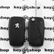      Корпус выкидного ключа для Peugeot Boxer (Пежо) 2 кнопки, (1 глухая), крепление батареи сбоку, лезвие SIP 22
