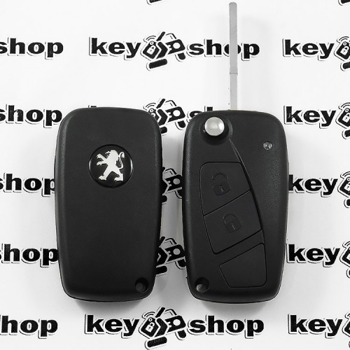      Корпус выкидного ключа для Peugeot Boxer (Пежо) 2 кнопки, (1 глухая), крепление батареи сбоку, лезвие SIP 22