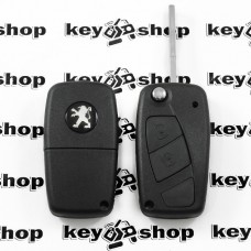  Корпус выкидного ключа для Peugeot Boxer (Пежо Боксер) - 2 кнопки, (1 глухая), крепление батареи сзади