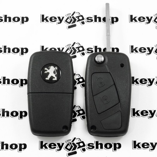  Корпус выкидного ключа для Peugeot Boxer (Пежо Боксер) - 2 кнопки, (1 глухая), крепление батареи сзади