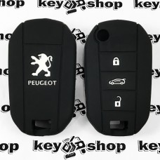 Чехол (черный, силиконовый) для выкидного ключа Peugeot (Пежо) 3 кнопки