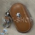 Ключница карманная (кожаная, коричневая, на молнии, с карабином, с кольцом), логотип Peugeot (Пежо)
