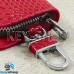 Ключница карманная (красная, "змеиная кожа", на молнии, с карабином, с кольцом), логотип авто Peugeot (Пежо)