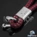 Кожаный плетеный (бордовый) брелок для авто ключей Пежо (Peugeot)