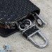 Ключница карманная (черная, "змеиная кожа", на молнии, с карабином, с кольцом), логотип авто Porsche (Порше)