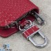 Ключница карманная (красная, "змеиная кожа", на молнии, с карабином, с кольцом), логотип авто Porsche (Порше)