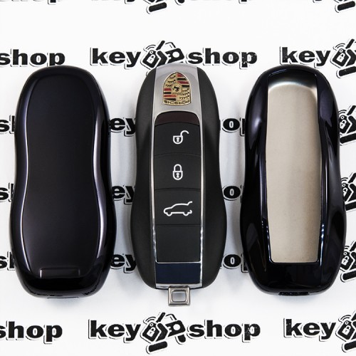 Чехол (черный, полиуретановый) для смарт ключа Porsche (Порше), кнопки без защиты