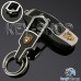 Металлический брелок для авто ключей PORSCHE (Порше) с карабином и кожаной вставкой